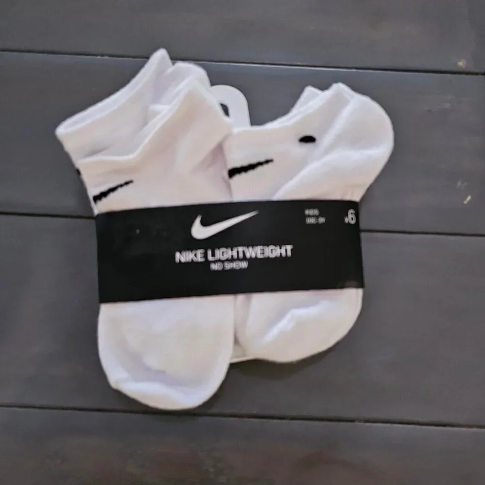 Nike Boys White Basic No Show Socks 6 Pack Sz 10-3 Y
